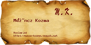 Müncz Kozma névjegykártya